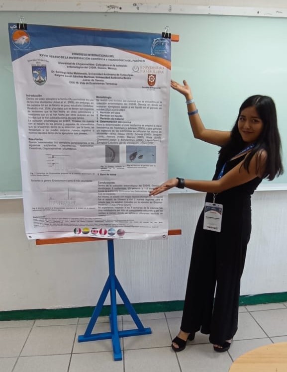Retrato de la P. en Biól. Karyme Lizeth Sánchez Martínez, integrante del Laboratorio de Entomología Aplicada.